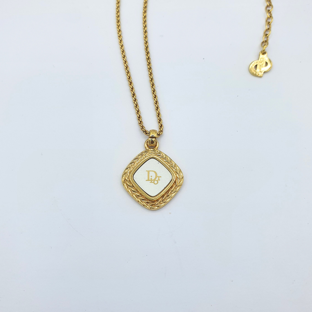 Vintage Christian Dior Diamond-Shaped Logo Necklace – view 2