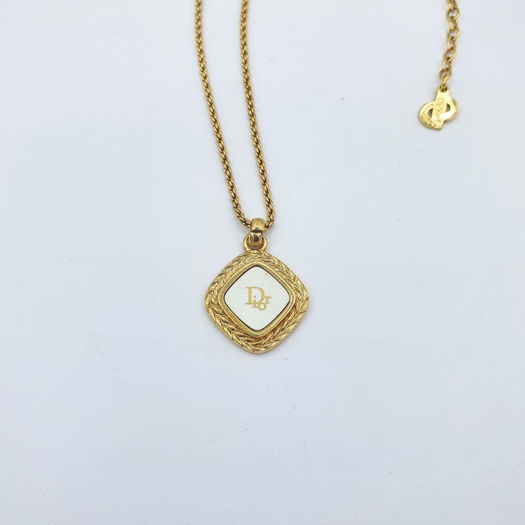 Vintage Christian Dior Diamond-Shaped Logo Necklace – view 2