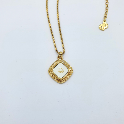 Vintage Christian Dior Diamond-Shaped Logo Necklace – view 2