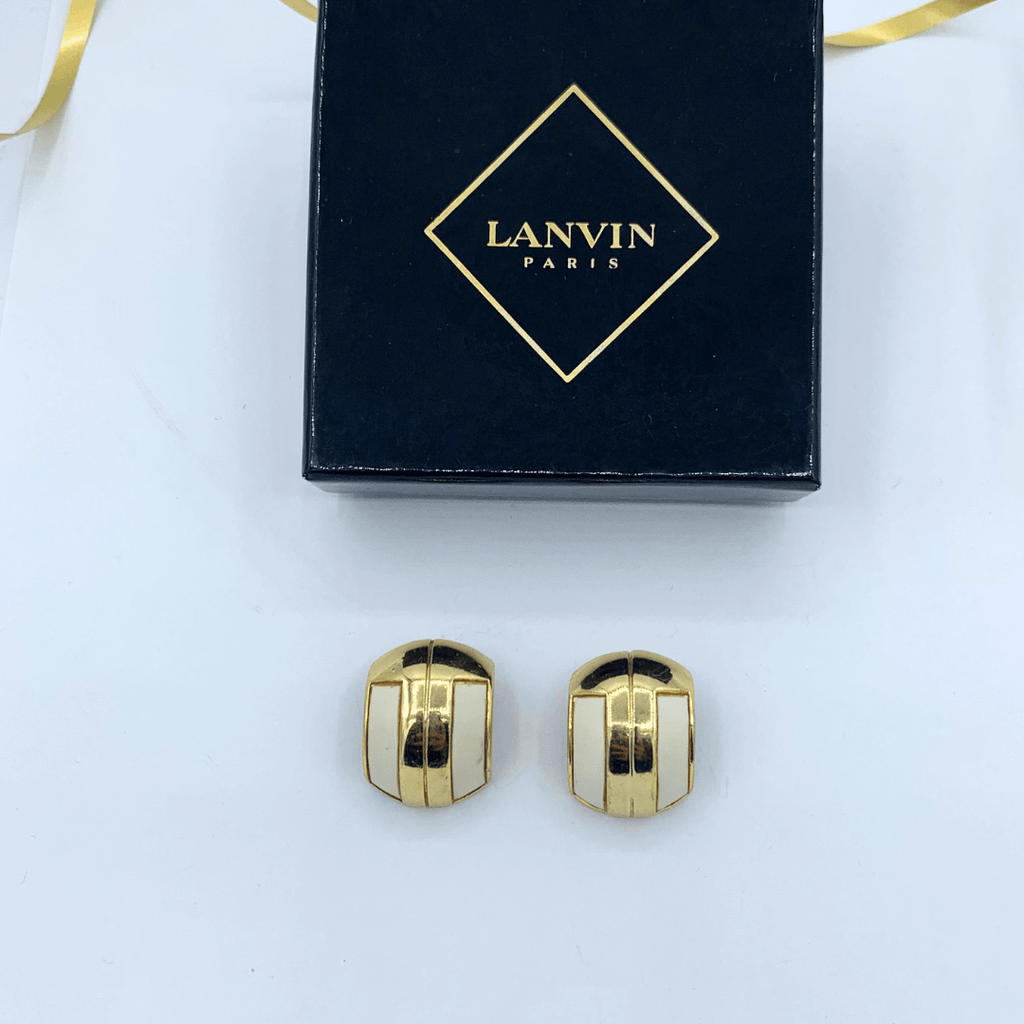 Vintage Lanvin Rectangular Domed Clip Earrings – view 2