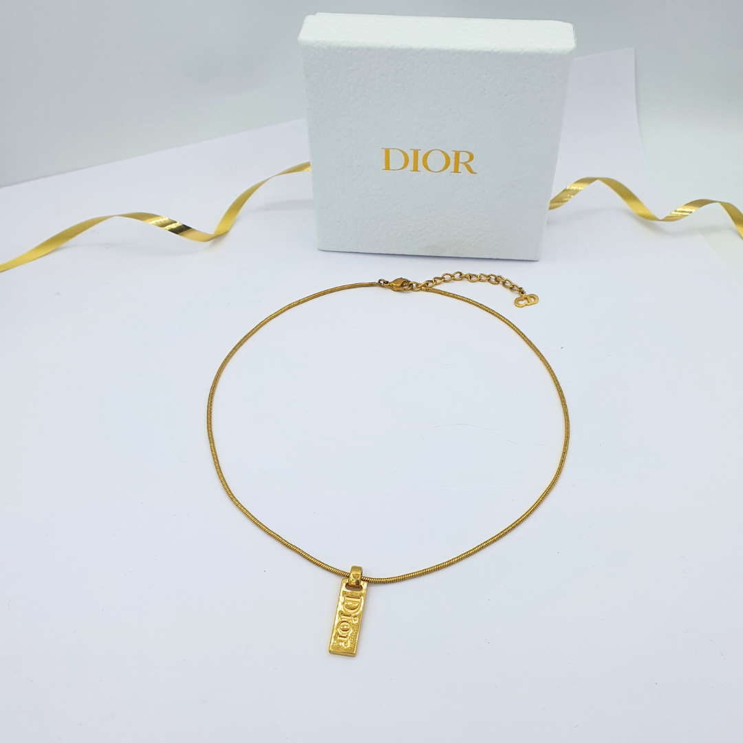 Vintage Christian Dior Logo Necklace