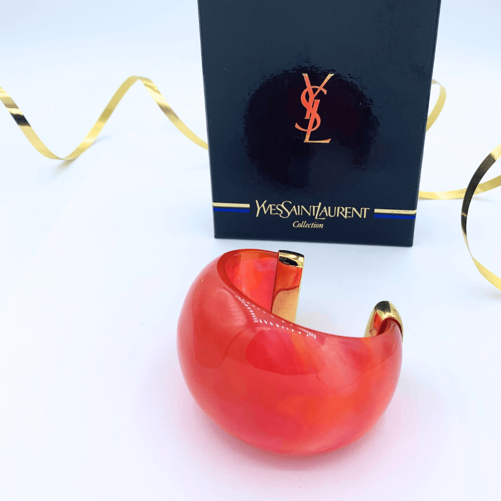 Vintage Yves Saint Laurent Red Resin Cuff Bracelet – view 2