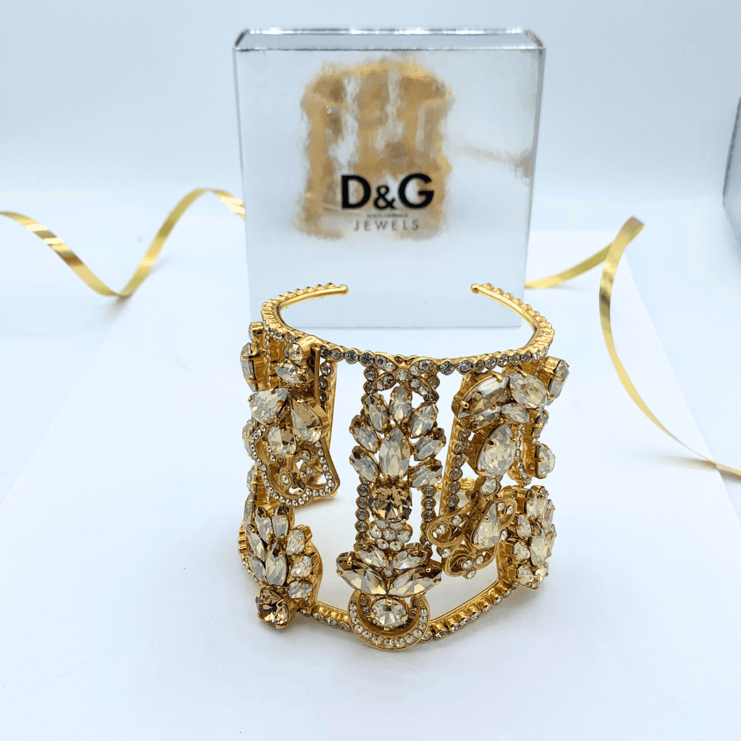 Vintage Dolce & Gabbana Open Cuff Floral Crystal Bracelet – view 2