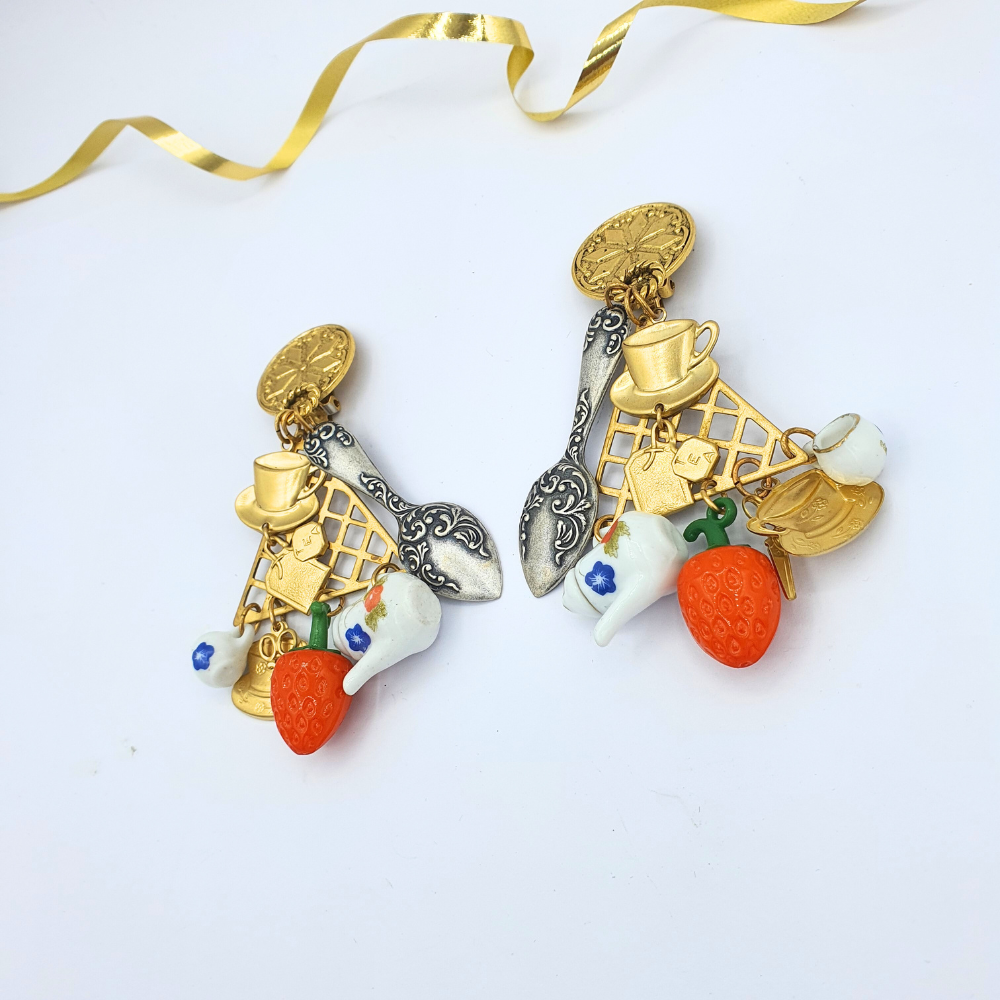 Vintage Zoe Coste Charms Teatime Clip Earrings – view 2