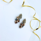 Vintage Schiaparelli Baroque Leaf Earrings with Pearl Clusters – view 3