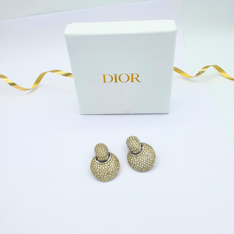 Christian Dior Zilverkleurige Rijke Bezette Pavé Clip Oorbellen