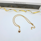 Nina Ricci – Vintage NR Charm Necklace with Red Cabochon