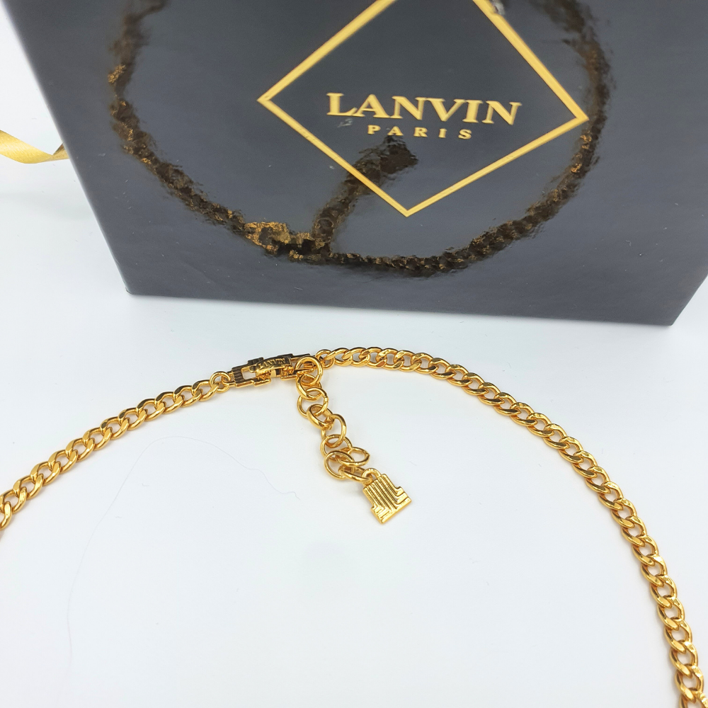 Vintage Lanvin – Chain Necklace with Rhinestone Detail – view 4