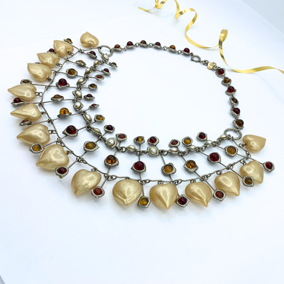 Vintage Moschino Gripoix & Faux Pearl Necklace – view 2