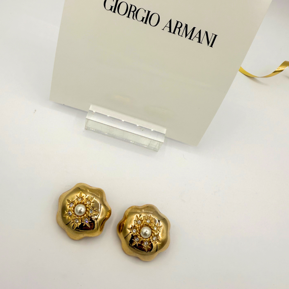 Vintage Giorgio Armani Floral Clip Earrings – view 2