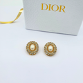 Vintage Christian Dior Oval Faux Pearl Clip Earrings
