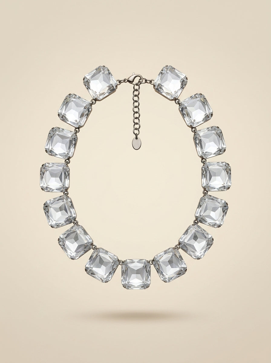 Vintage Moschino Crystal Statement Necklace – detail view