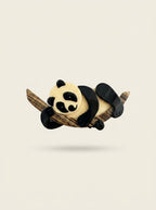 Vintage Lea Stein Panda on Branch Brooch in Rhodoid – detail view