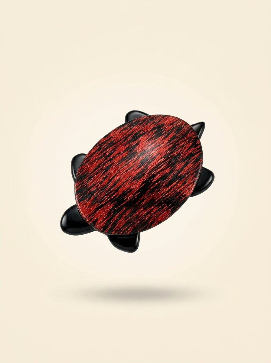 Vintage Lea Stein XL Turtle Brooch in Red Rhodoid – detail view