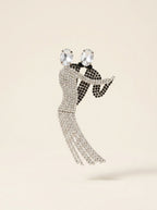 Vintage Crystal Dancing Couple XL Statement Brooch – detail view