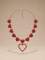 Vintage Moschino Red Hearts Statement Necklace – detail view