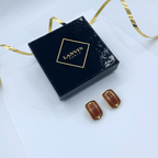 Vintage Lanvin Rectangular Amber-Coloured Clip Earrings