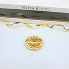 Nina Ricci – Gold-Tone Brooch with Monogram & Crystals, vintage – view 3
