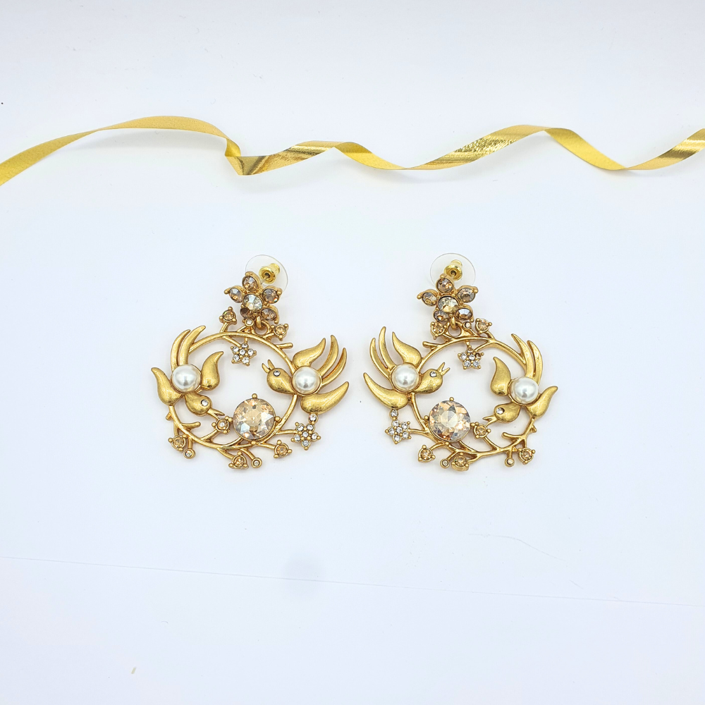 Vintage Oscar de la Renta Bird Wreath Earrings