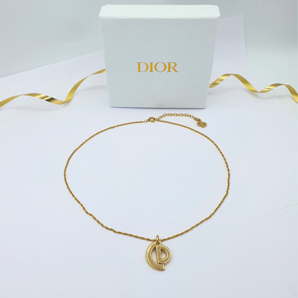 Vintage Christian Dior CD Shape Logo Necklace