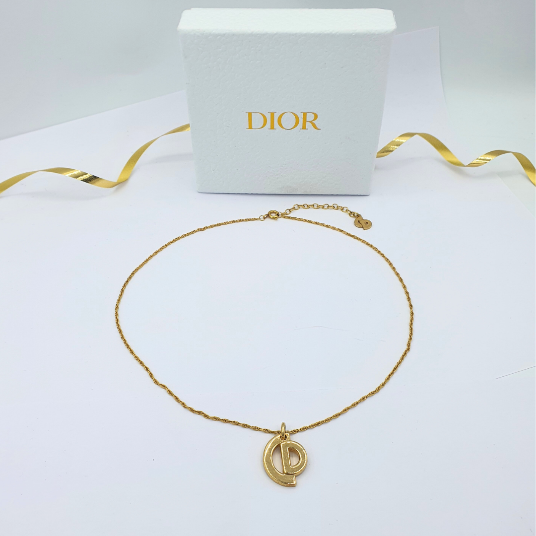 Vintage Christian Dior CD Shape Logo Necklace
