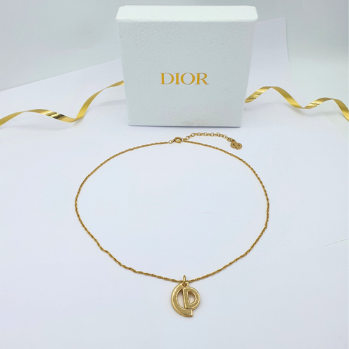 Vintage Christian Dior CD Shape Logo Necklace