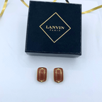 Vintage Lanvin Rectangular Amber-Coloured Clip Earrings – view 2