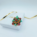 Vintage Signed Christian Dior Brooch – 1964 – Henkel & Grosse | Ruby Red, Emerald & Turquoise – view 4