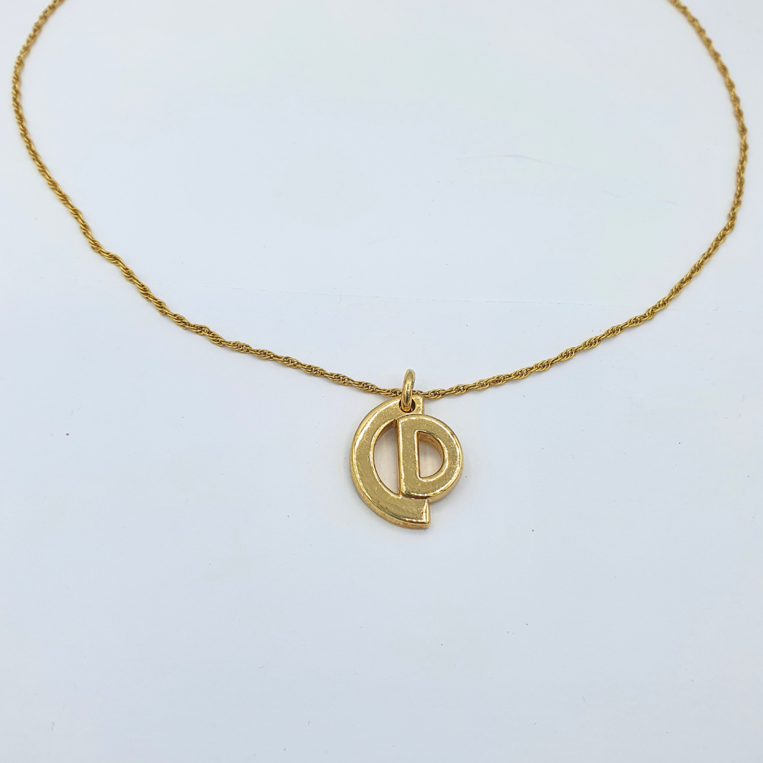 Vintage Christian Dior CD Shape Logo Necklace – view 2
