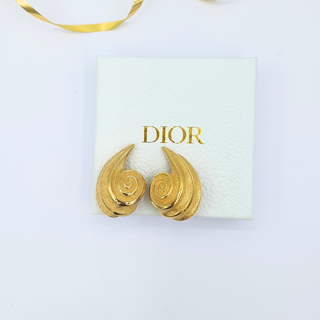 Vintage Christian Dior Stylised Spiral Clip Earrings