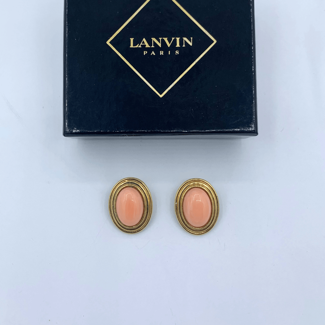 Vintage Lanvin Peach-Coloured Clip Earrings – view 2