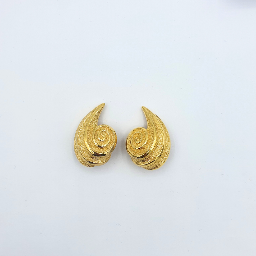 Vintage Christian Dior Stylised Spiral Clip Earrings – view 3