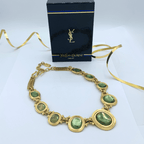 Vintage Yves Saint Laurent Bright Green Cabochon Necklace