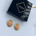 Vintage Lanvin Peach-Coloured Clip Earrings