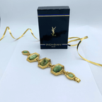 Vintage Bracelet Yves Saint Laurent Bright Green Cabochons