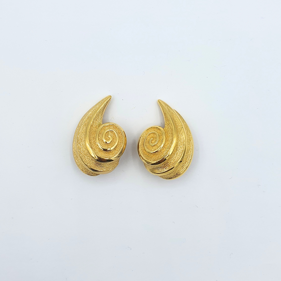 Vintage Christian Dior Stylised Spiral Clip Earrings – view 2