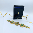 Vintage Bracelet Yves Saint Laurent Bright Green Cabochons – view 2