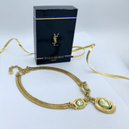 Vintage Yves Saint Laurent Bright Green Cabochon Necklace – view 2