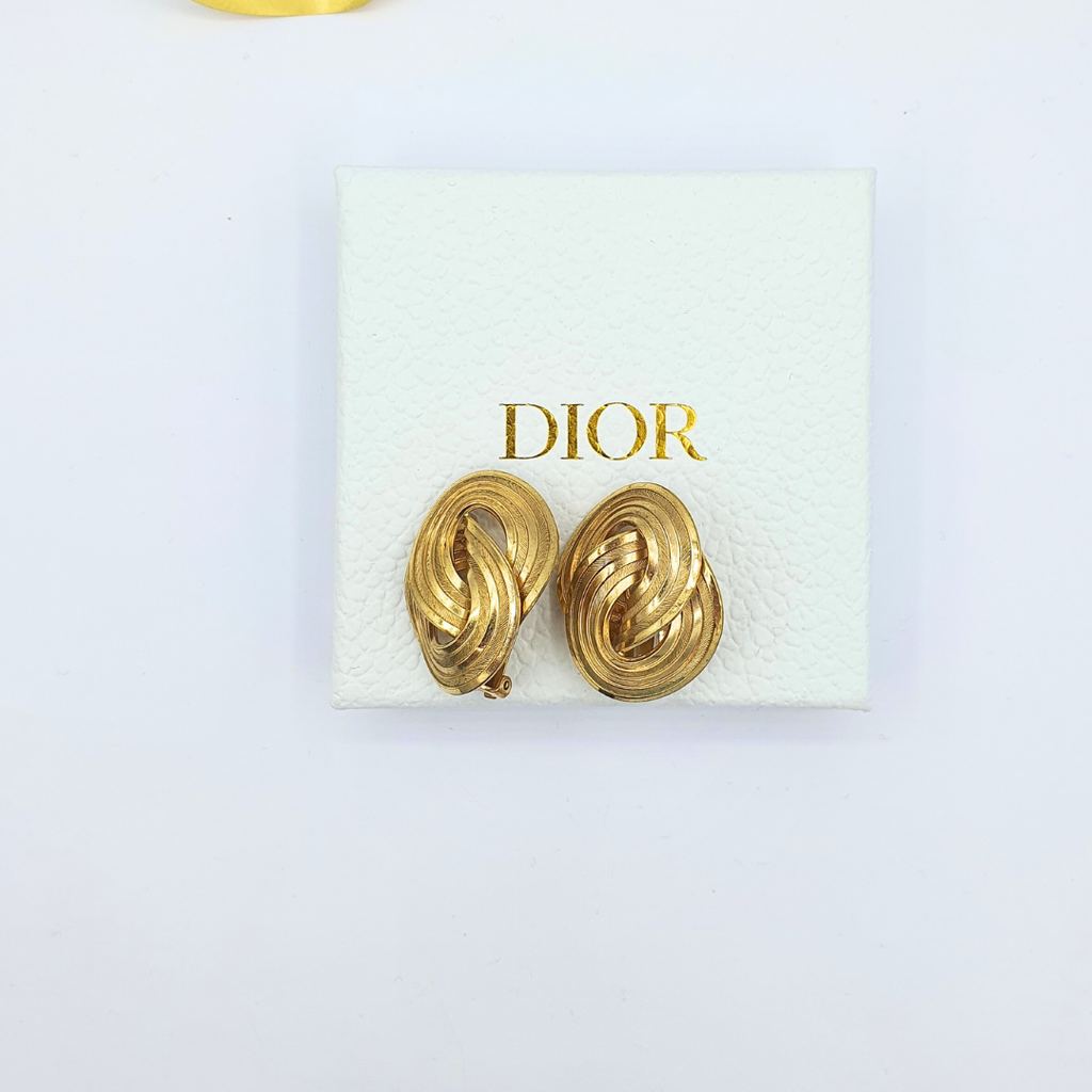 Vintage Christian Dior Knot Texture Clip Earrings