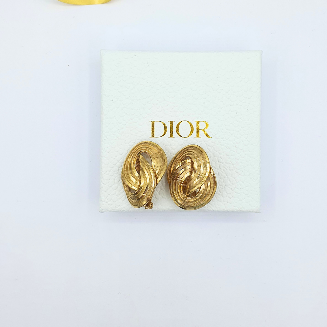 Vintage Christian Dior Knot Texture Clip Earrings