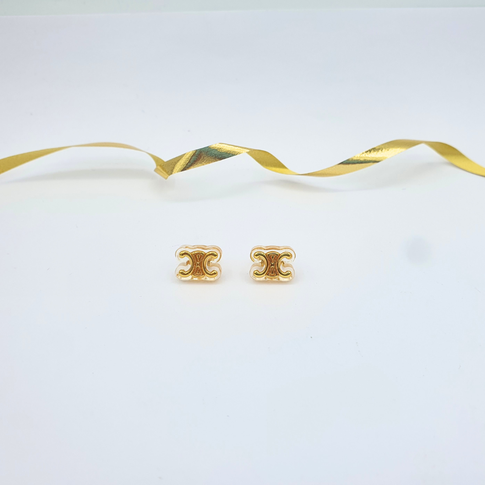 Vintage Celine – Stud Earrings with Triomphe Motif
