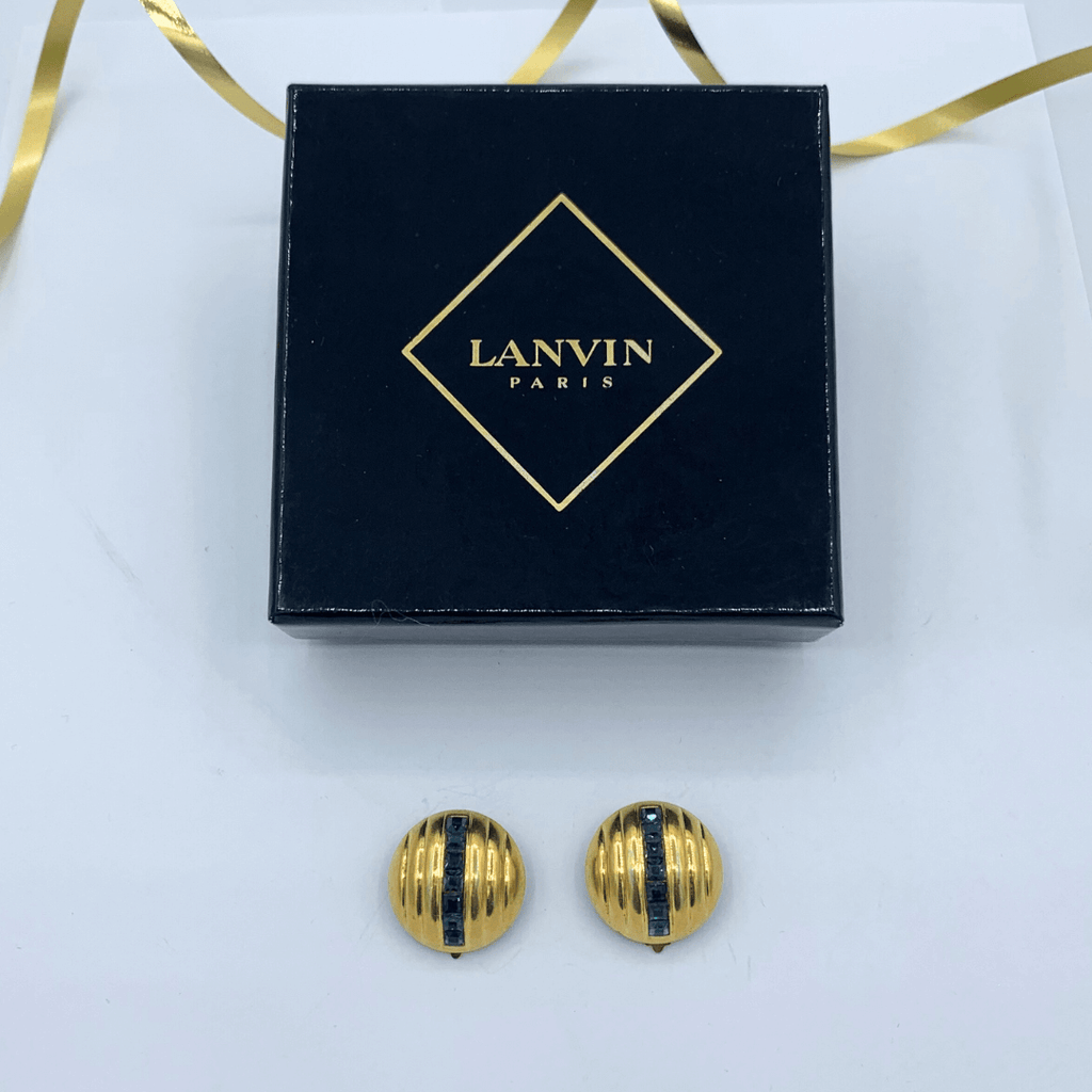 Vintage Lanvin Domed Ribbed Clip Earrings