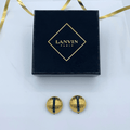 Vintage Lanvin Domed Ribbed Clip Earrings