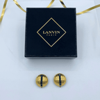 Vintage Lanvin Domed Ribbed Clip Earrings