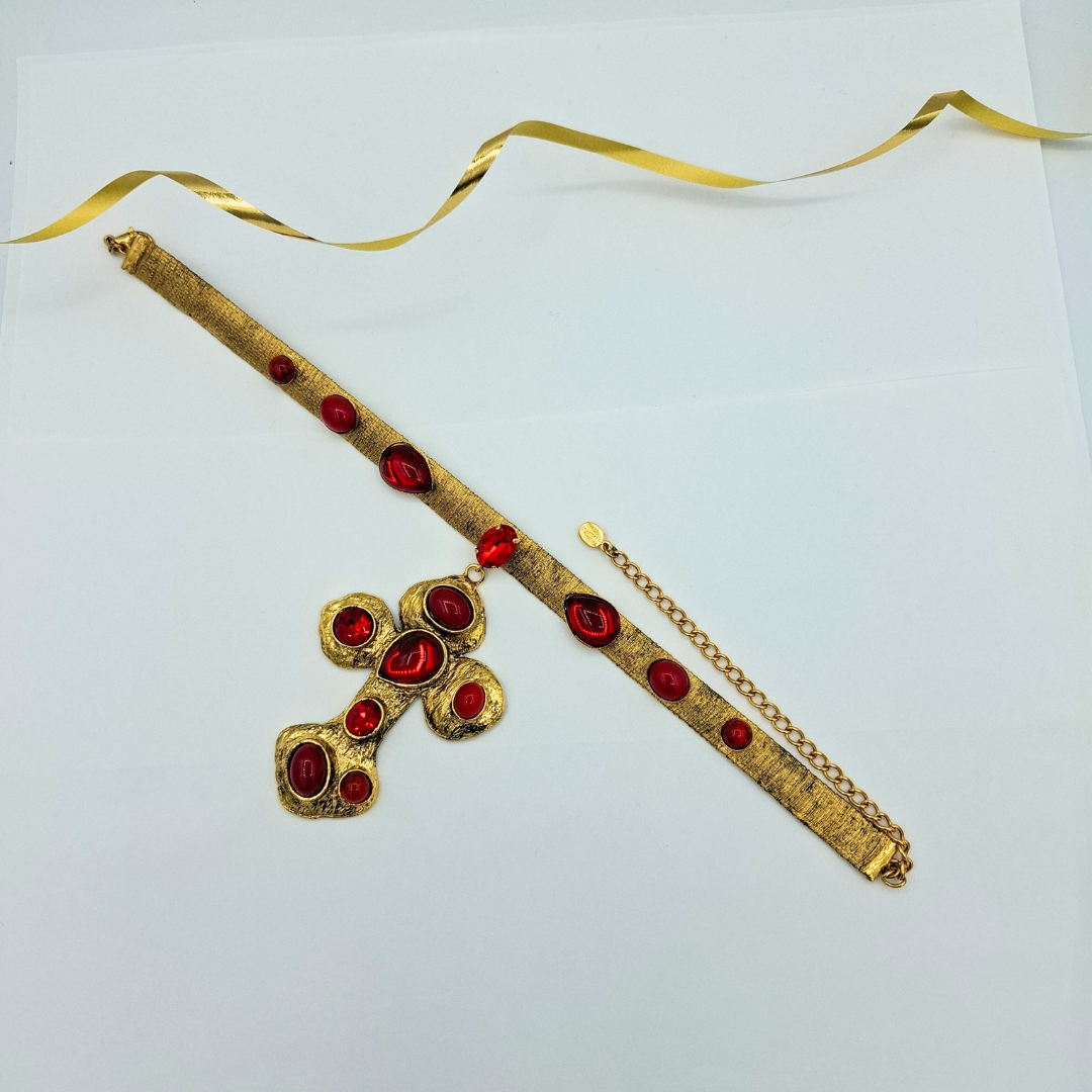Vintage De Liguoro Choker Necklace with Cross