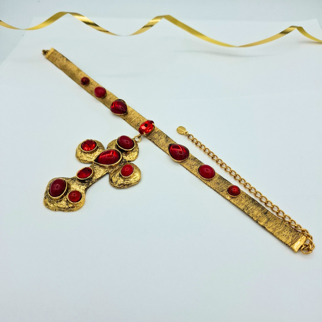 Vintage De Liguoro Choker Necklace with Cross – view 2