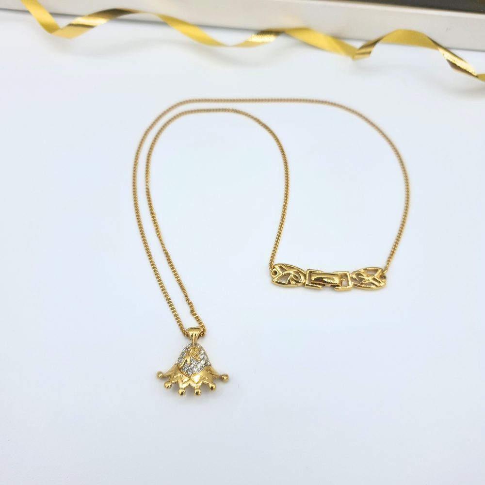 Nina Ricci – Vintage Necklace with Pavé Pendant & Decorative Link – view 2
