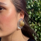 Vintage Moschino Central Gilt Sphere with Relief Texture Clip Earrings – view 4