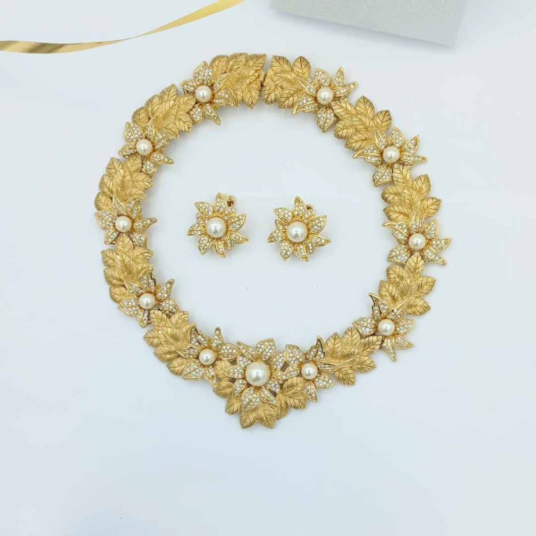 Vintage Christian Dior Open Flower Faux Pearl Earrings 1970s – view 5