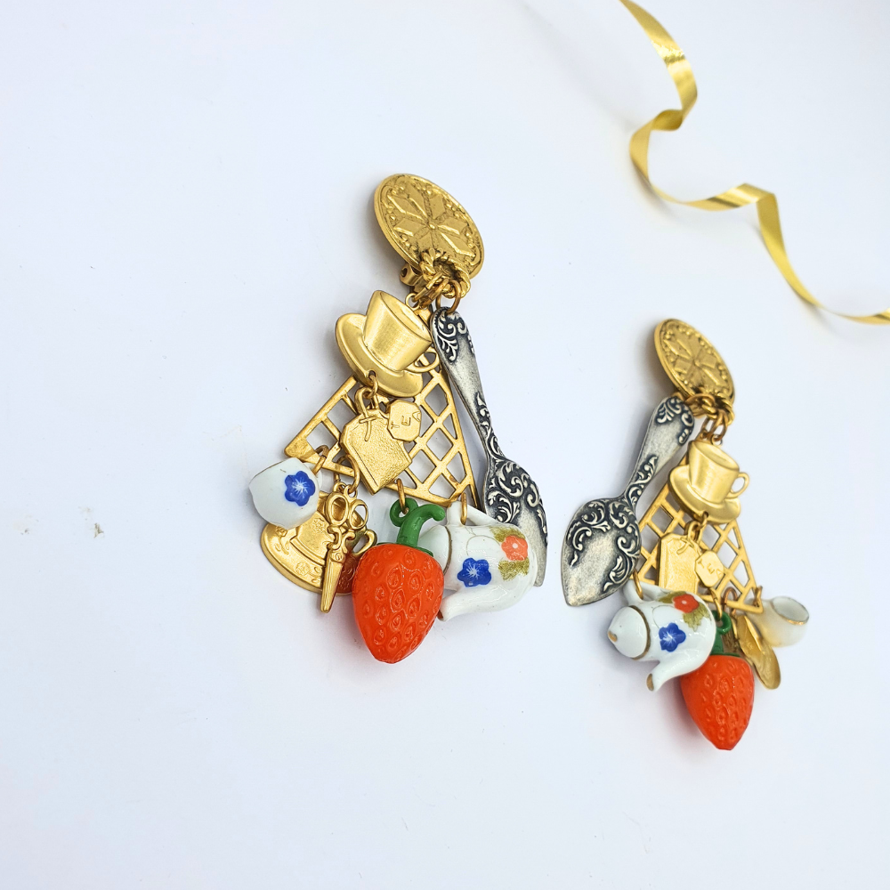 Vintage Zoe Coste Charms Teatime Clip Earrings – view 3